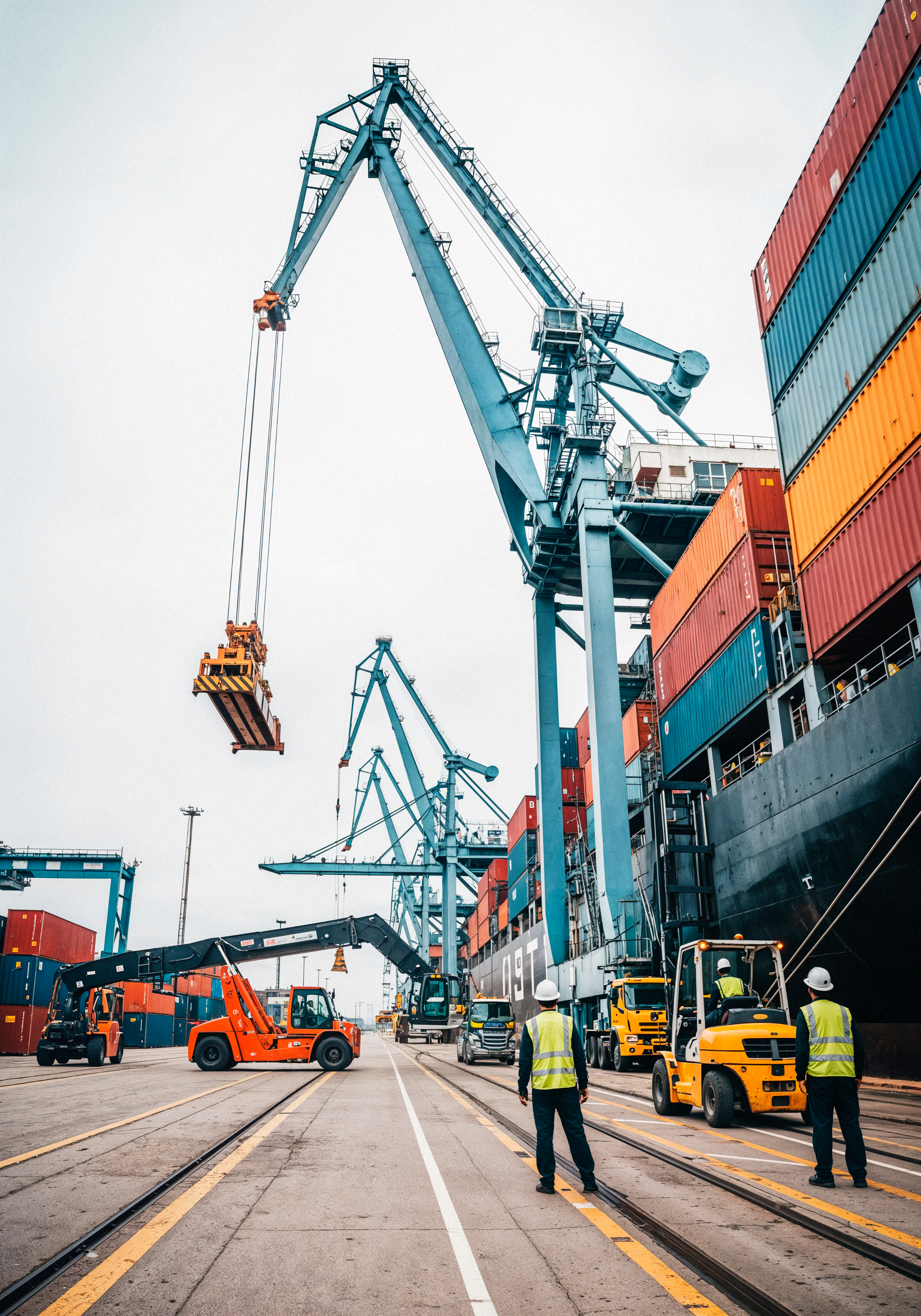 Container cranes at port