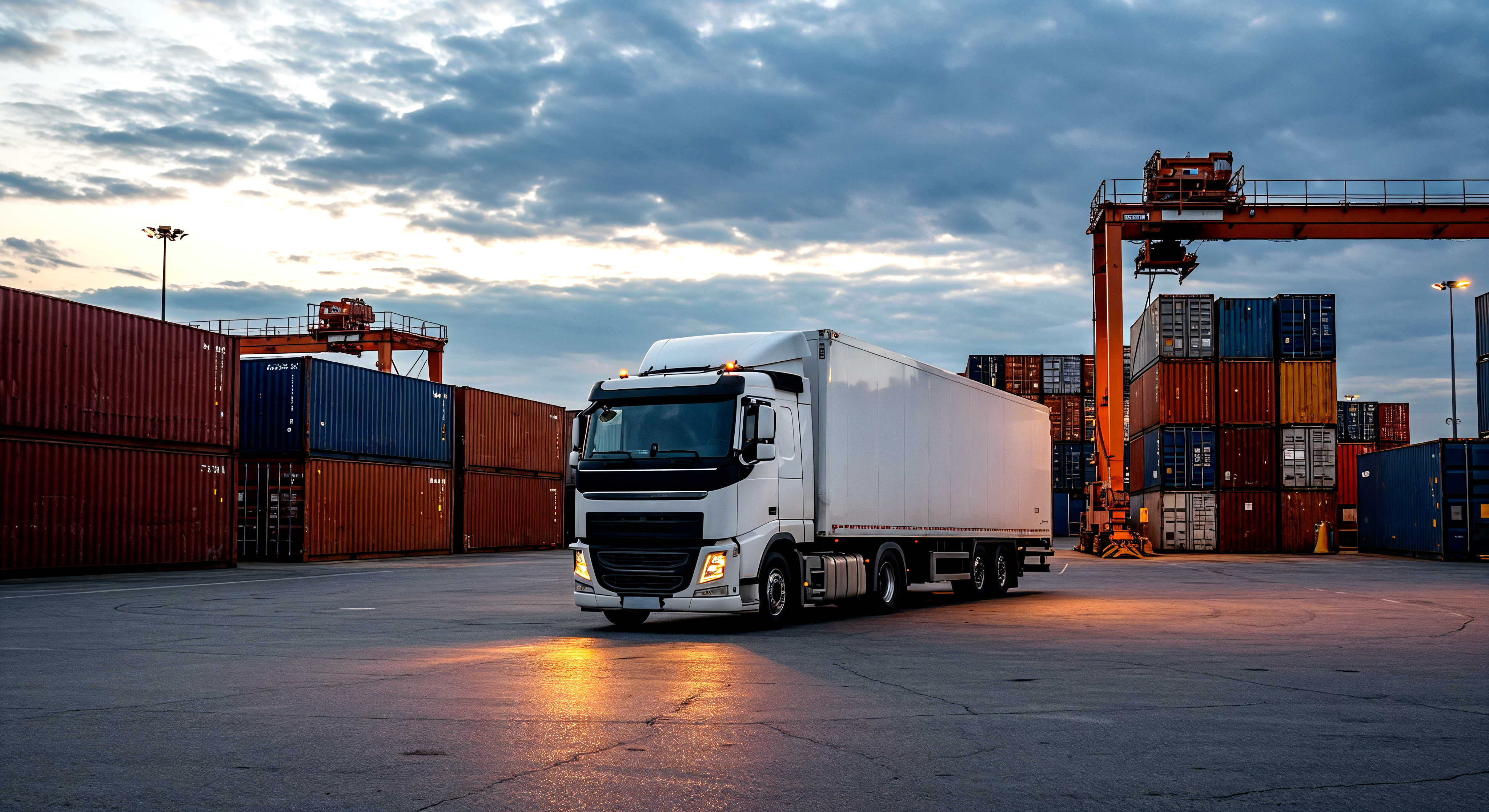 Truck at shipping port